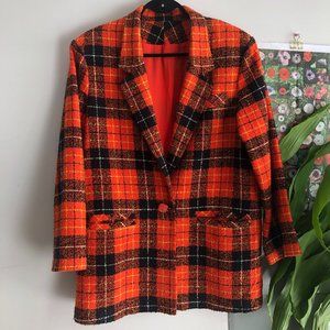 Vintage Orange Plaid Blazer